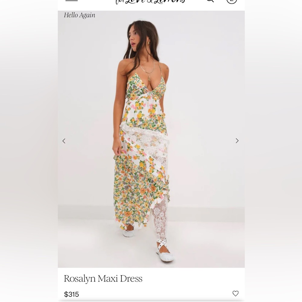 For love & lemons NWOT Rosalyn Maxi Dress